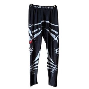 Warhammer Leggings Women's Large Black White Athleisure Graphic Print Pants‎